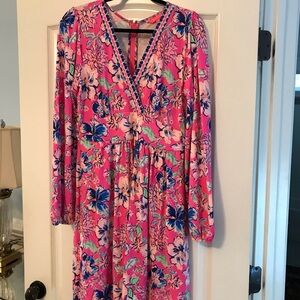 Lilly Pulitzer Pink and Blue Floral Long Sleeve Dress